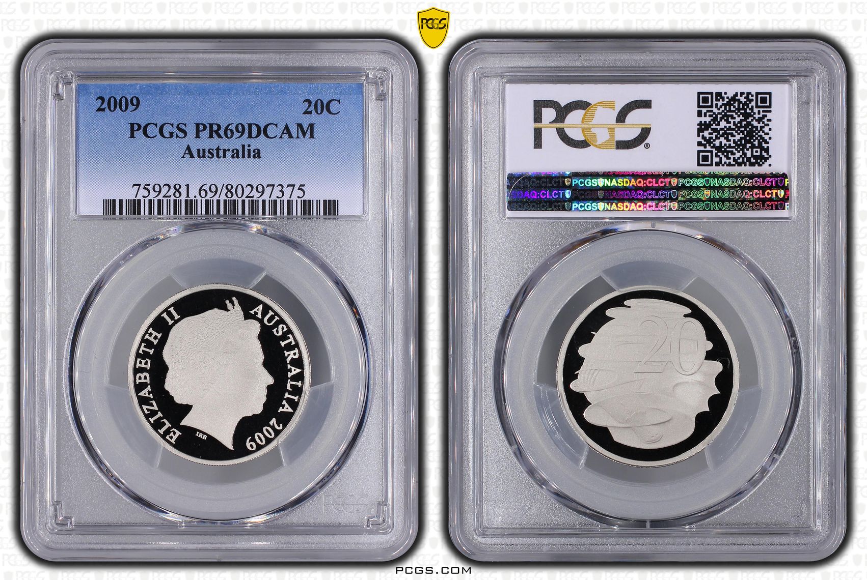 Elizabeth II, Twenty Cent, 2009, PCGS PR69DCAM