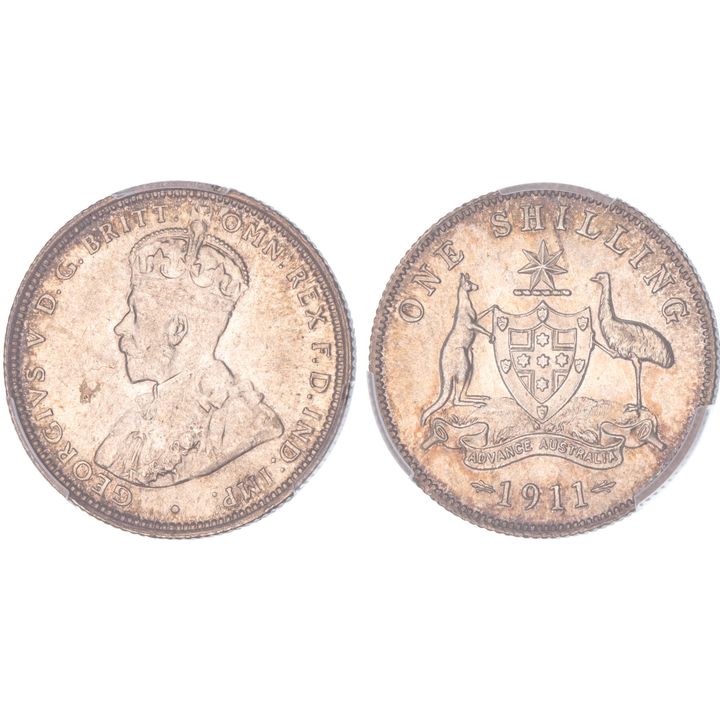 George V, Shilling, 1911, PCGS MS 64