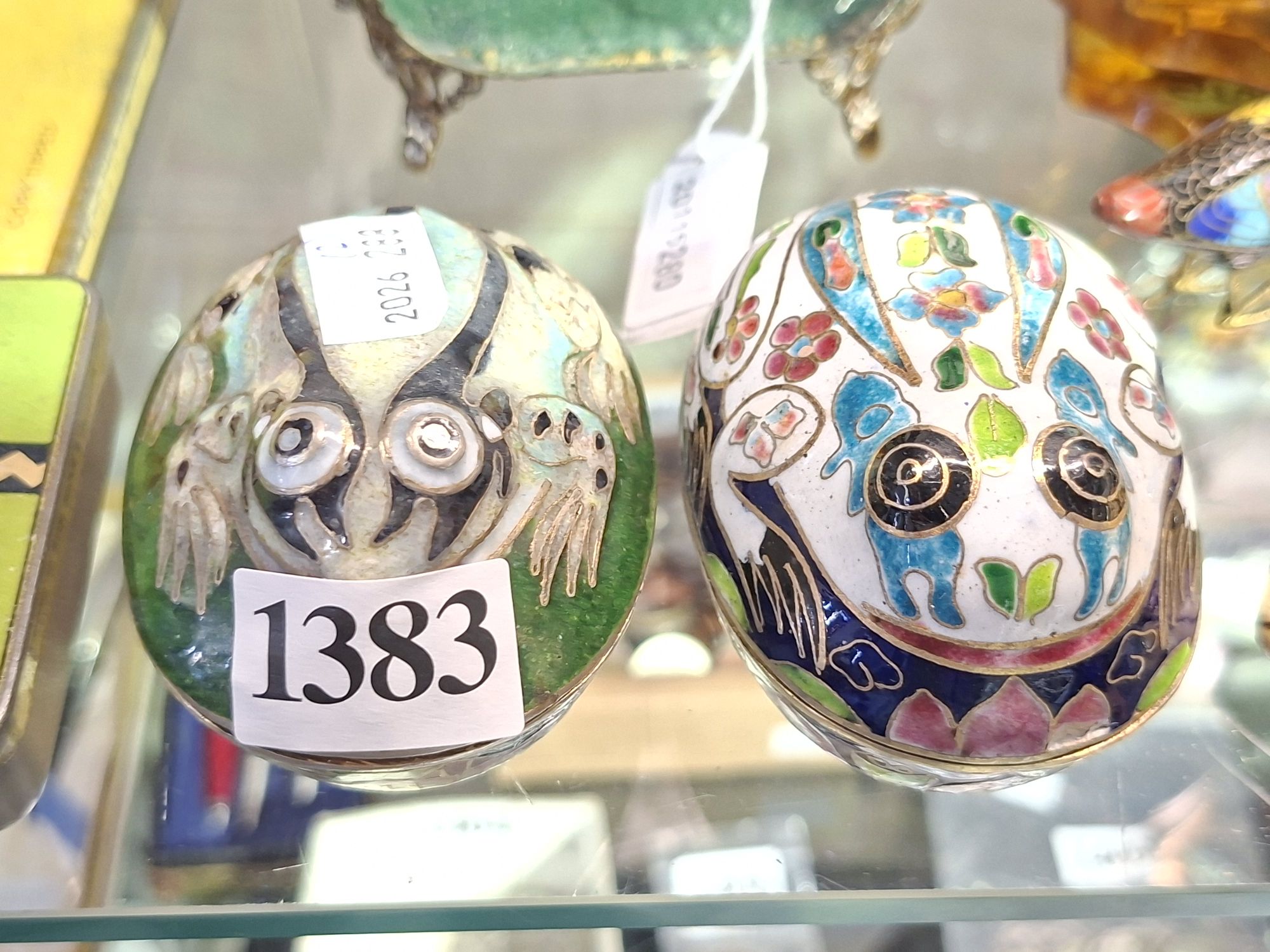 2 Vintage Cloisonne Frog Trinket Boxes