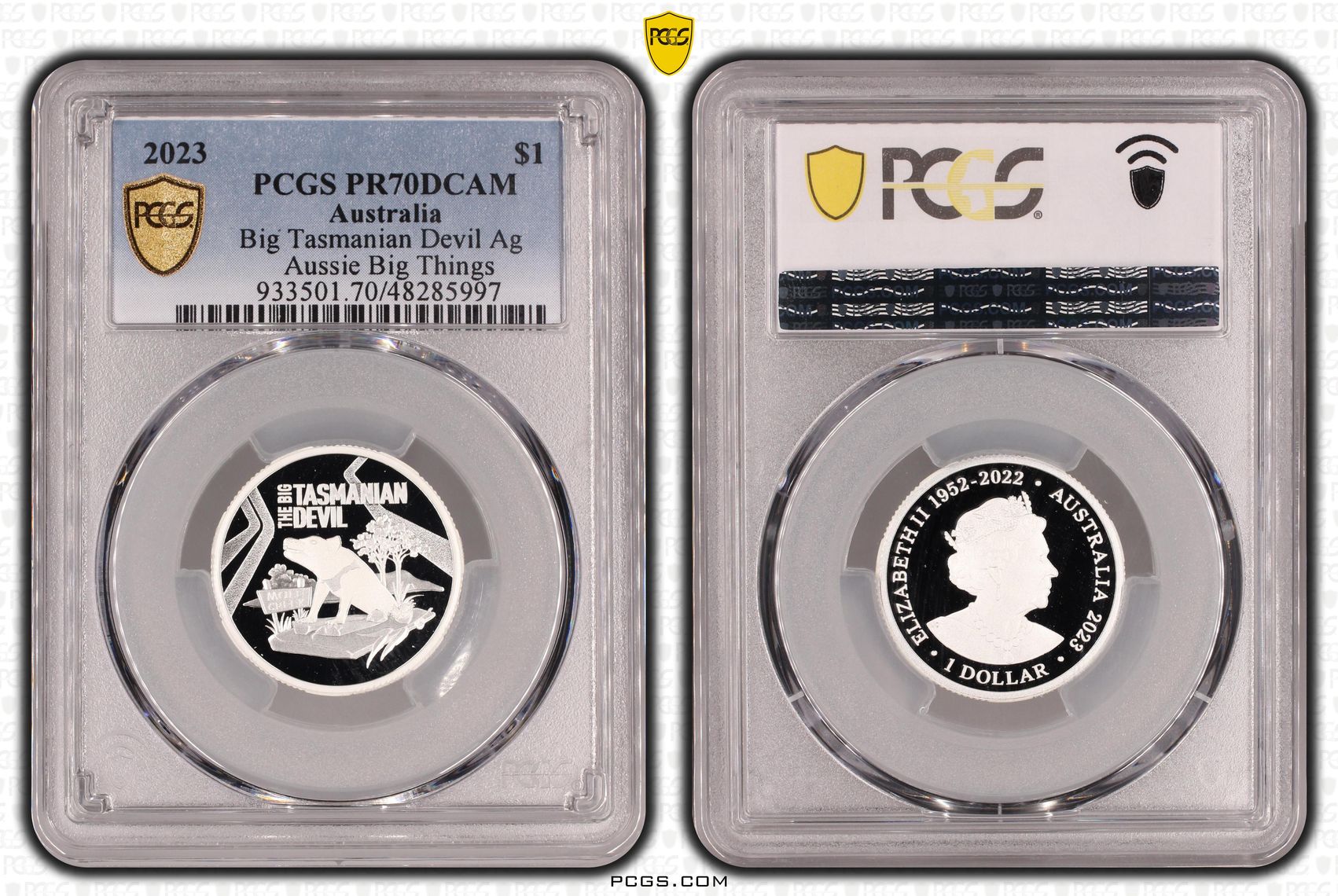 Big Tasmanian Devil SilverAussie Big Things, POP 3/0, One Dollar, 2023, PCGS PR70DCAM