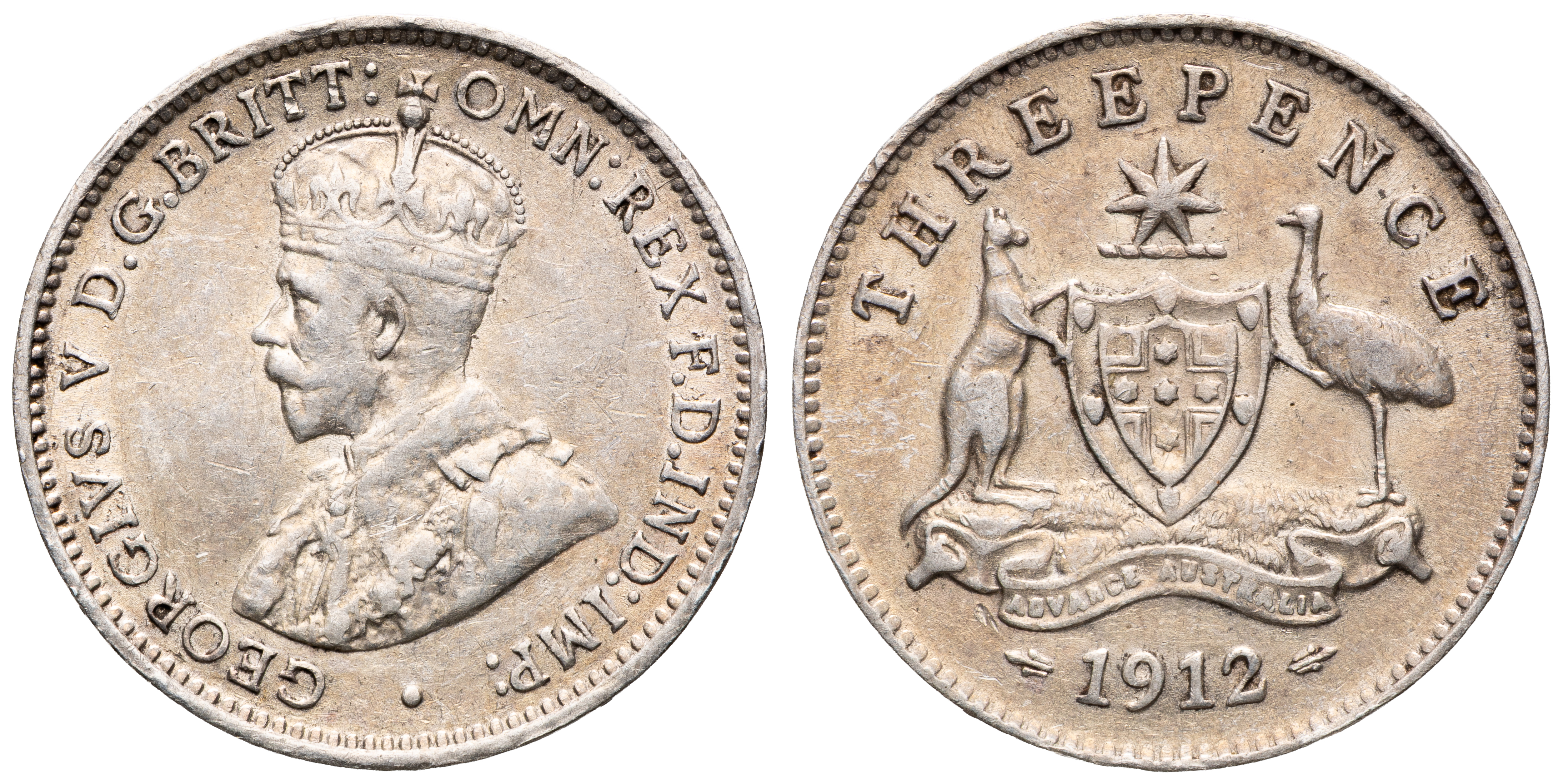 George V, Threepence, 1912, aVF