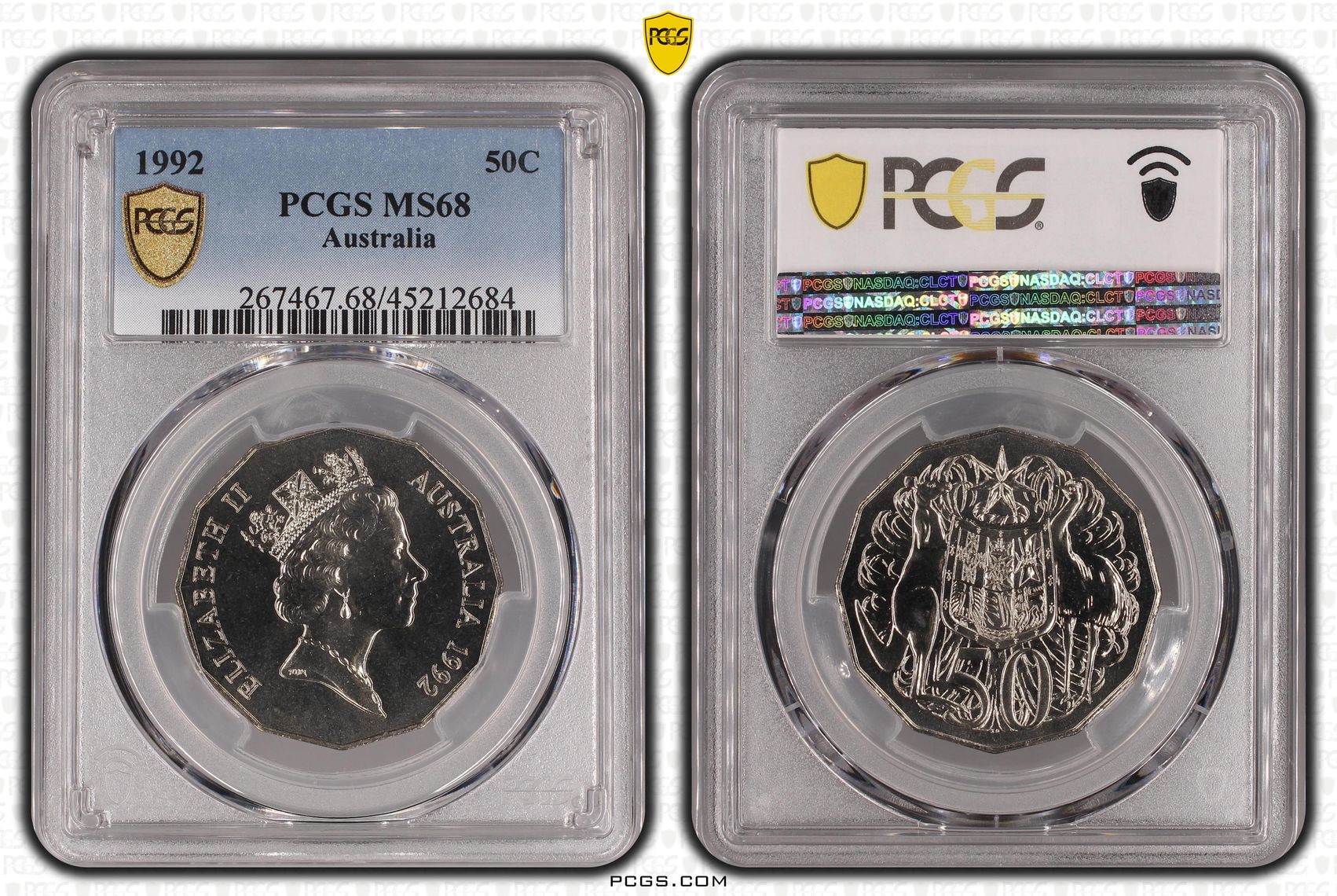 1992 Australia Fifty Cent, 50c PCGS - MS68 -684