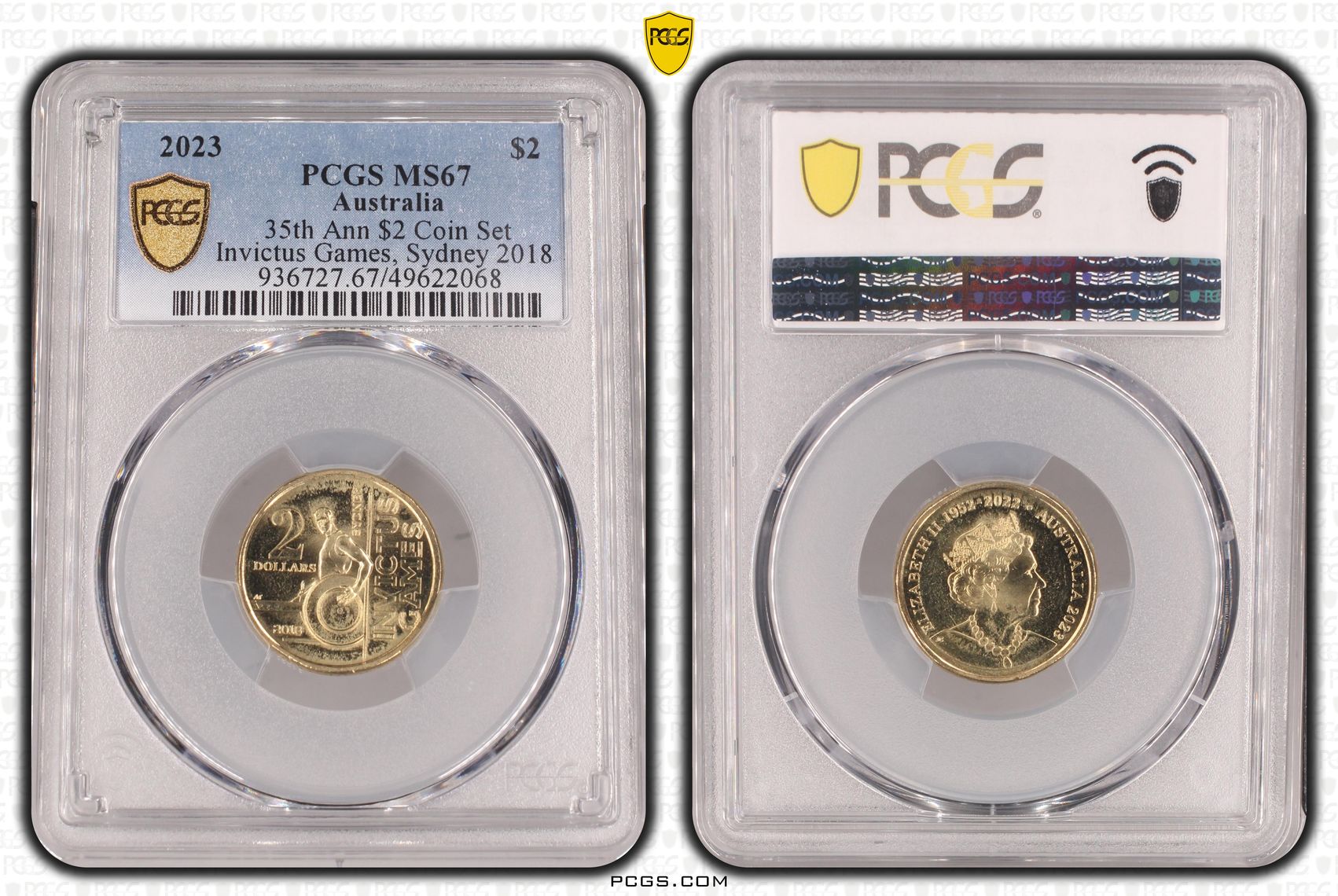 35th Ann $2 Coin Set Invictus Games, Sydney 2018, Two Dollar, 2023, PCGS MS67