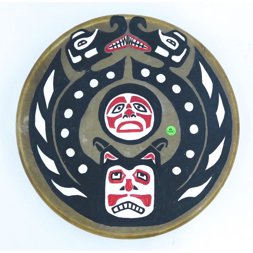 Sammy Mabe (Suquamish) Sisiutl Painted Drum 18''