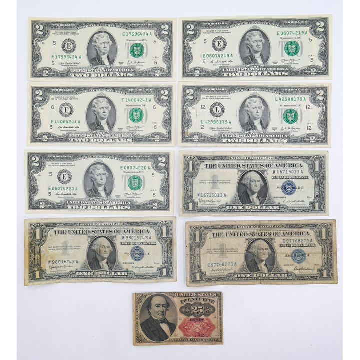 9pc Old US Currency $13.25 Face Value
