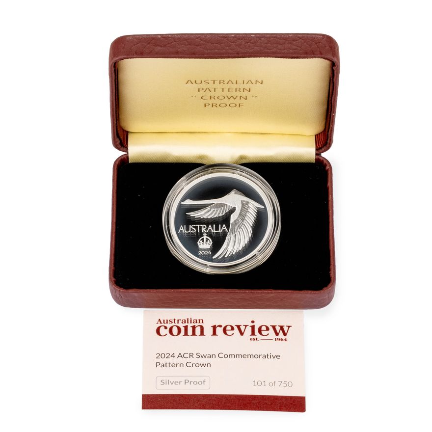 Cert #101/750, 2024 ACR Swan Commemorative Pattern Crown Silver Proof, FDC