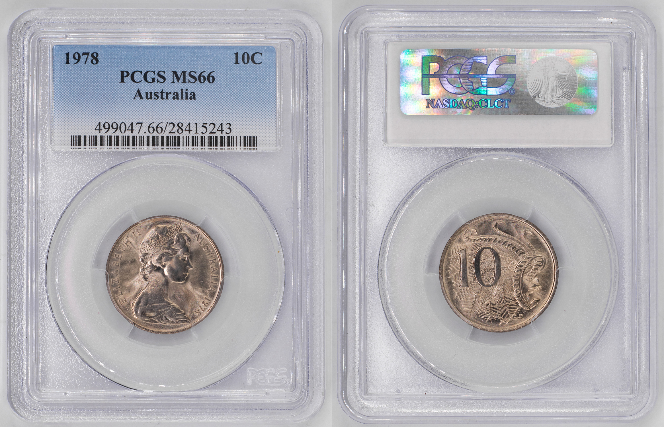 Elizabeth II, Ten Cent, 1978, PCGS MS66