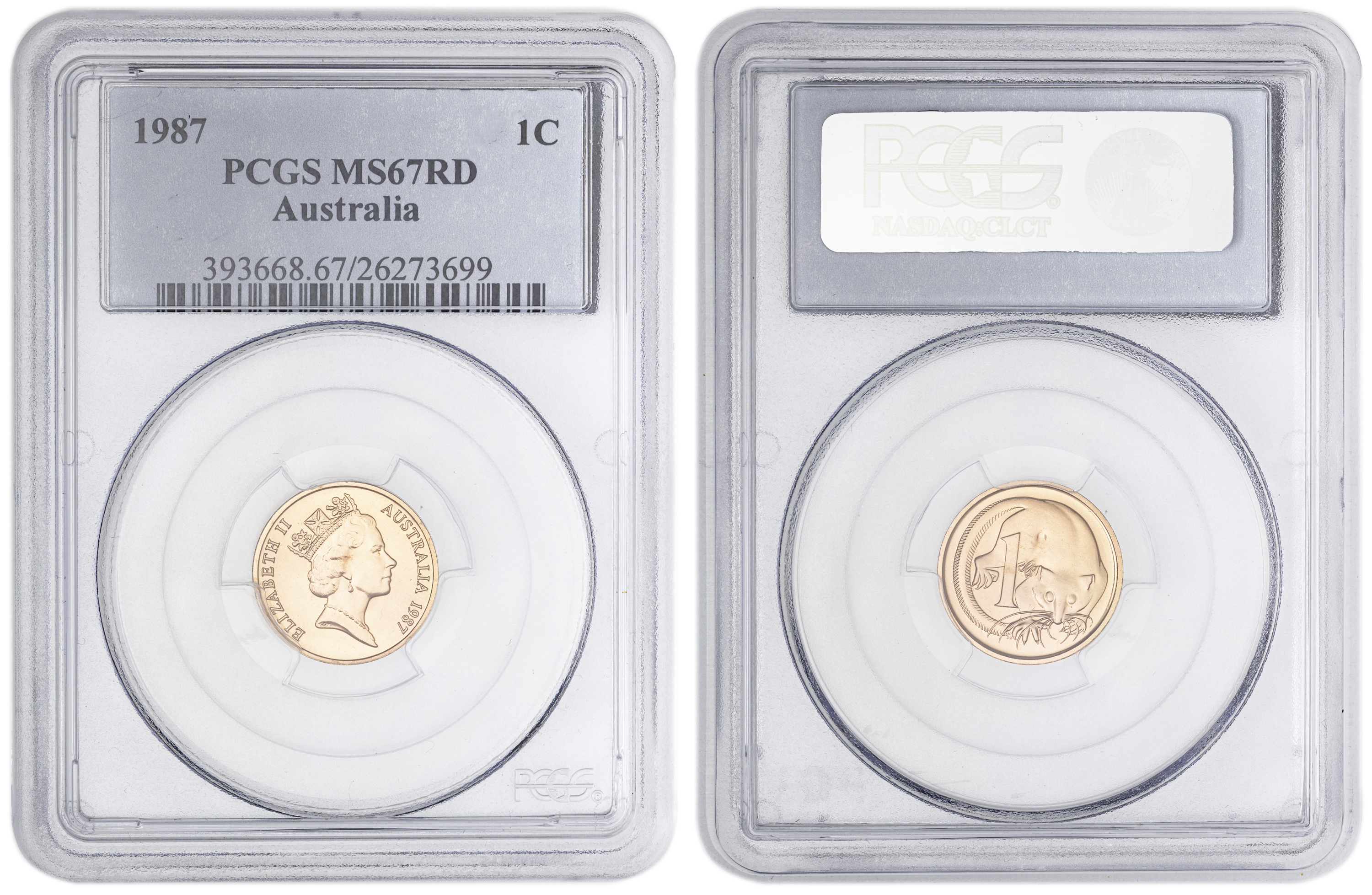 55 · One Cent, 1987, PCGS MS67RD