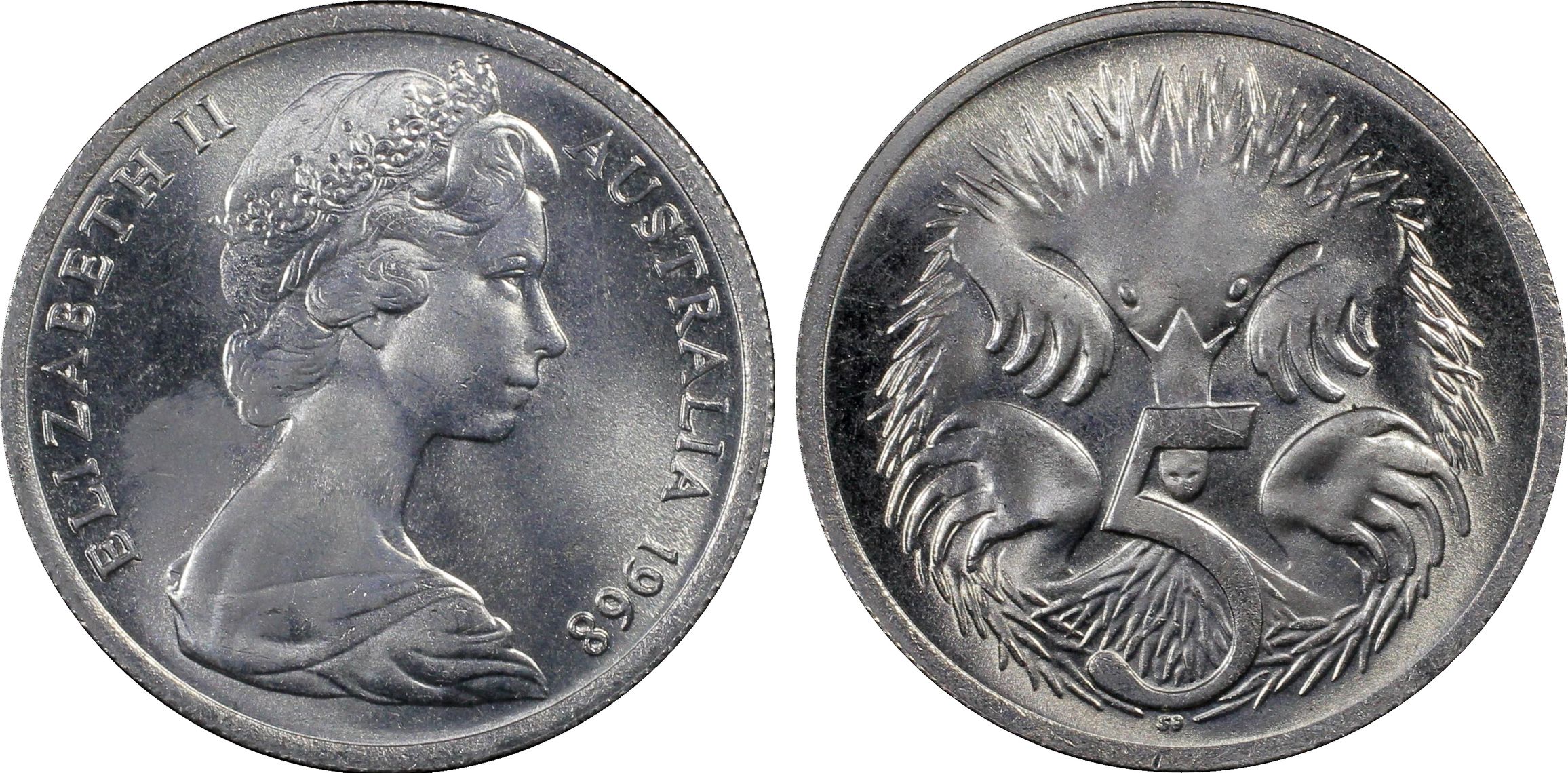 1968 Australia Five Cent, 5c PCGS - MS64 -016
