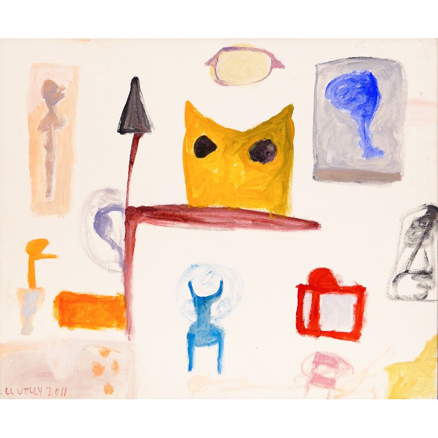 Claude Utley (1955-2021 Washington) 'Bat Man Wins' 2011 Acrylic on Canvas- 20.5x24.5'' (MEDIUM)