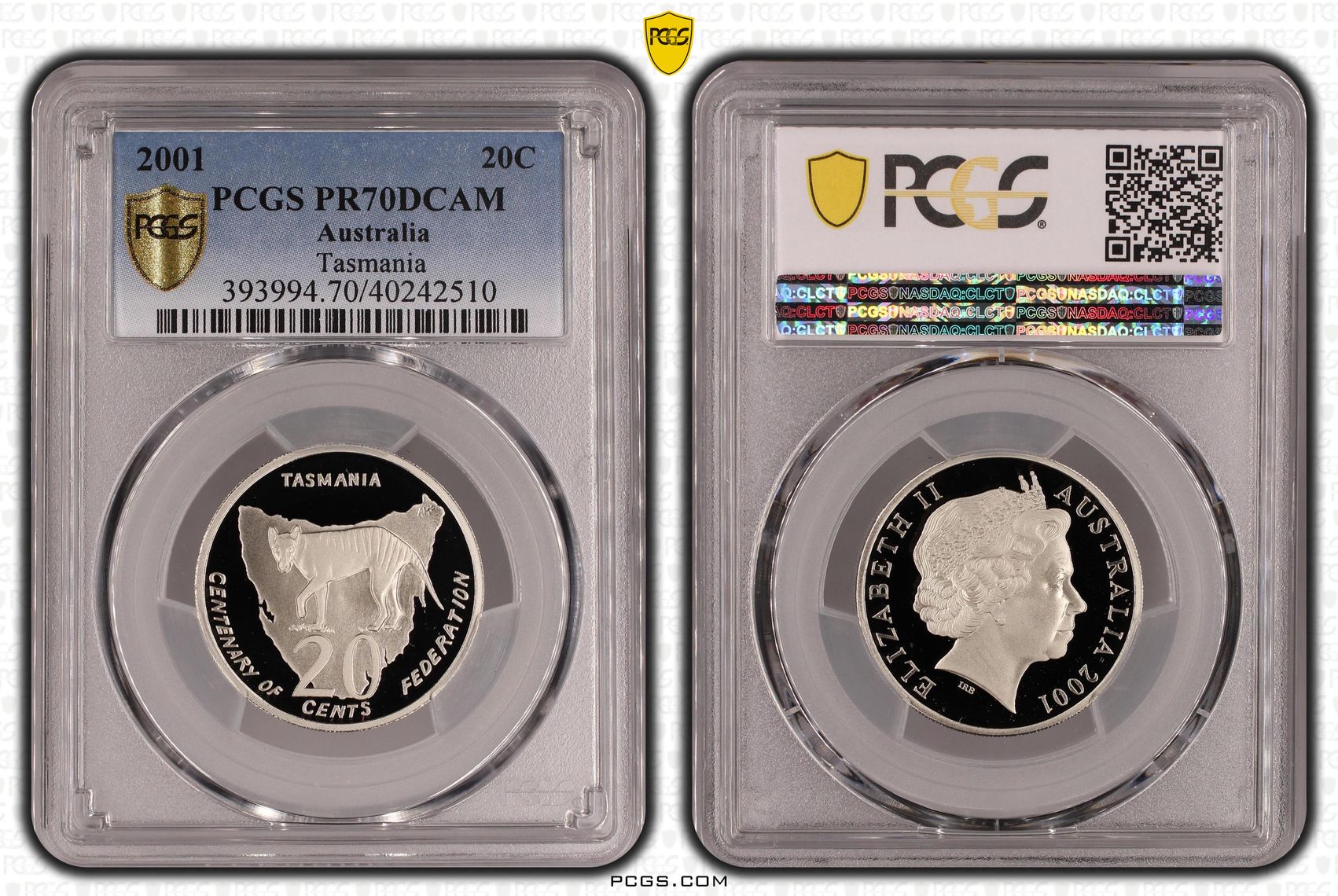 216 · 2001 Australia Twenty Cent, 20c Tasmania PCGS - PR70DCAM POP 44/0 -510