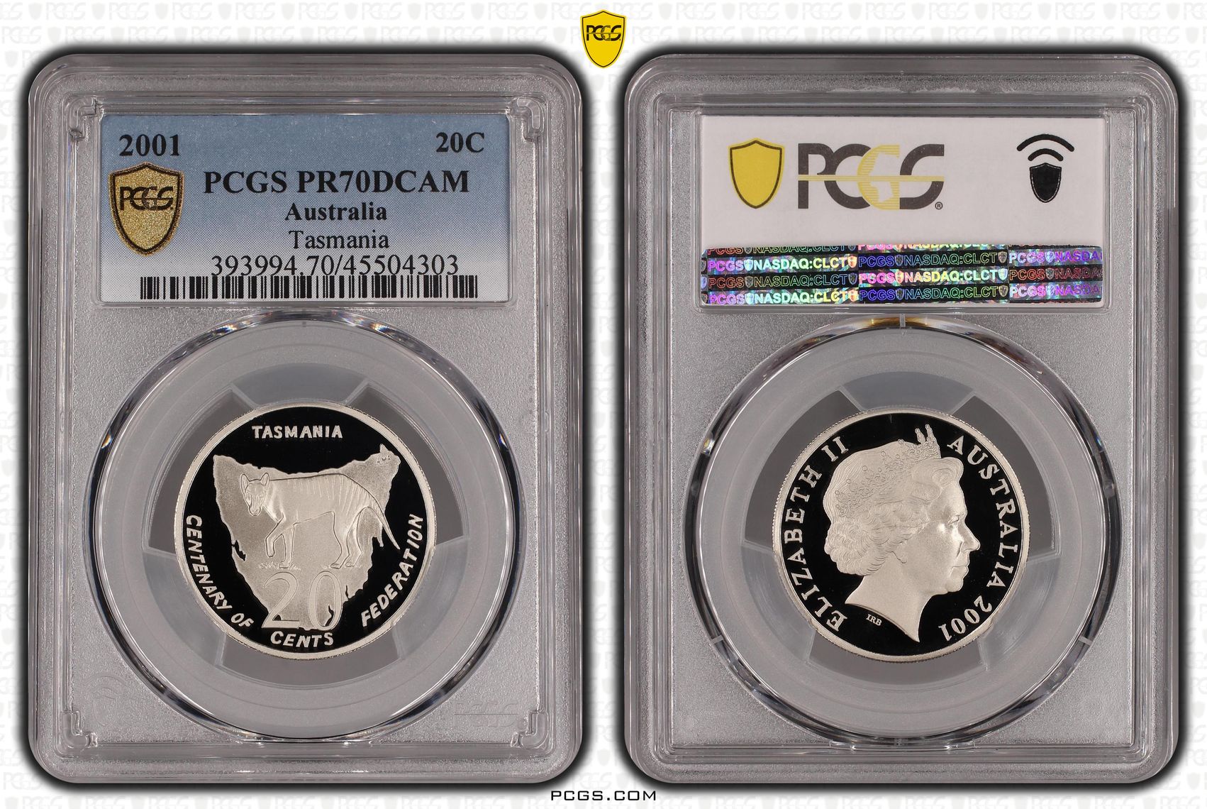 2001 Australia Twenty Cent, 20c Tasmania PCGS - PR70DCAM POP 44/0 -303
