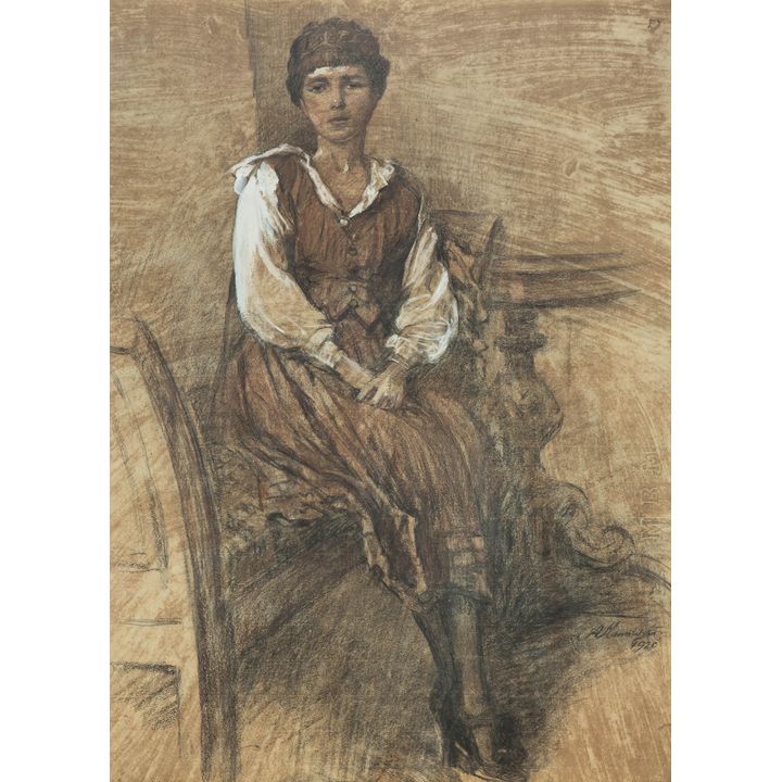 Antoni Kamieński | Siedząca na sofie, 1920 r.