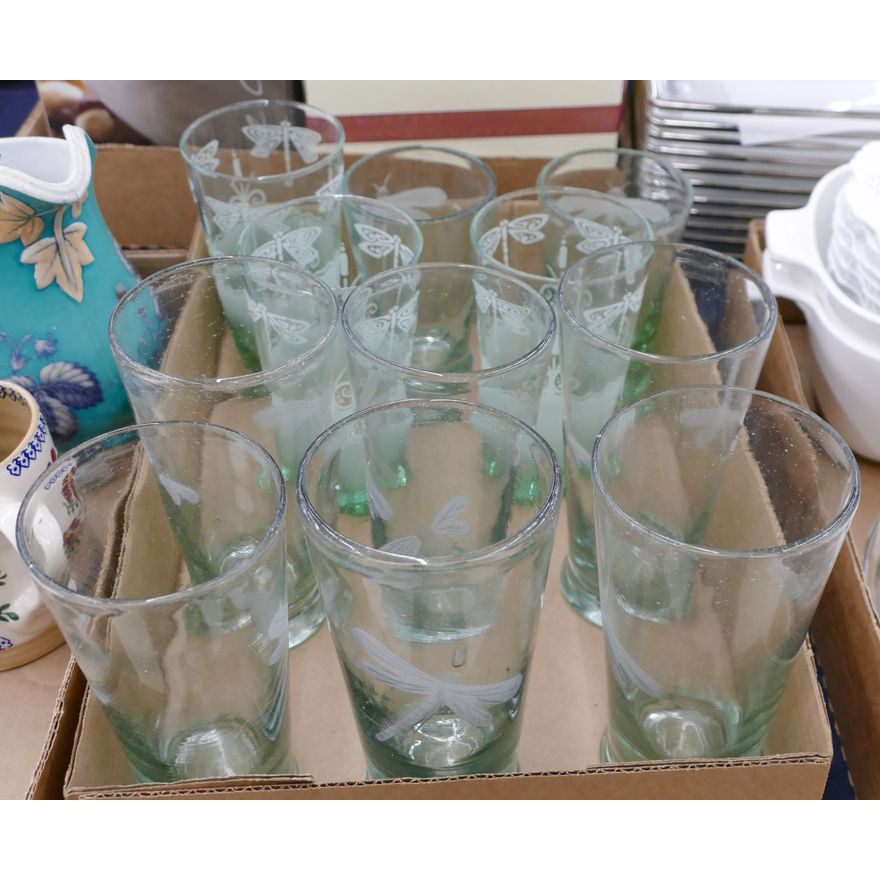 Box 11pc Frosted Dragonfly Glasses