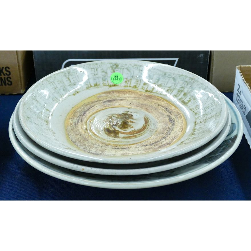 Stack 3pc Chinese Kitchen Ming Bowls 10'' to 11.5'' - Hairline cracks
