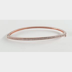 9CT ROSE GOLD PLATED STERLING SILVER CZ BANGLE - 51929/10133