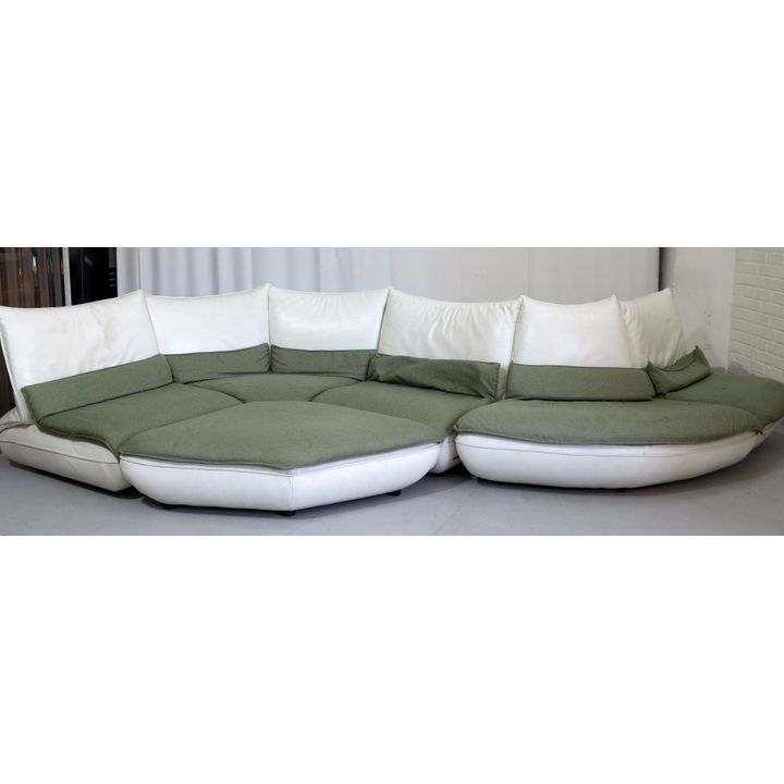 ITALIAN CHATEAU D'AX LEATHER MODULAR S-SHAPED SUITE 6 piece