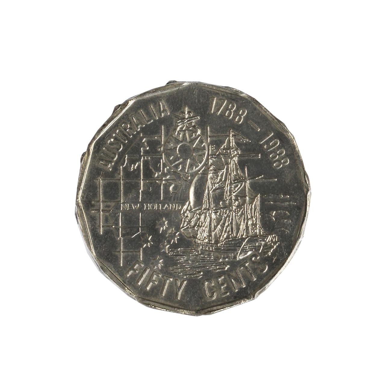 844. · Elizabeth II, Fifty Cents, 1988, MS 65