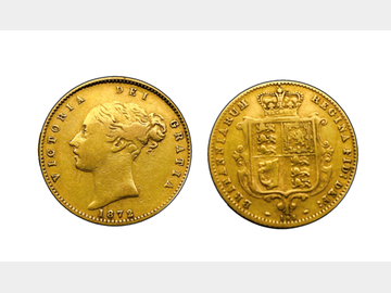 1872 VICTORIA YOUNG HEAD (NOSE TO THE T) #DIE 105 GOLD HALF SOVEREIGN