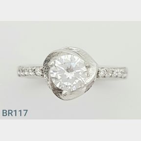 STERLING SILVER SOLITAIRE RING WITH CZ'S (SIZE N1/2) - 51543/267