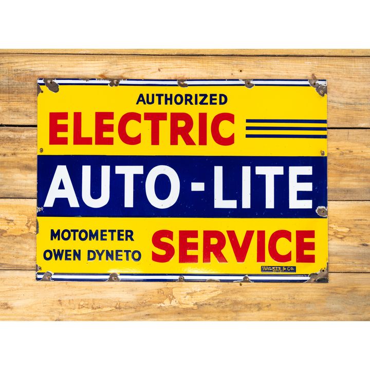 Auto-Lite Authorized Electric Service Single Sided Porcelain Sign TAC 8.9