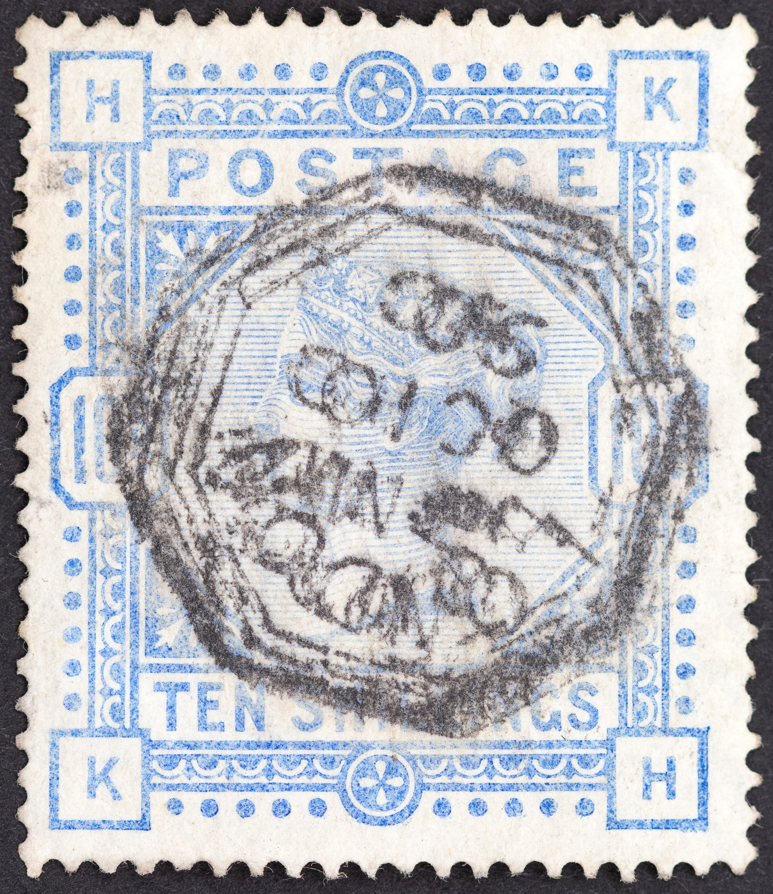 Great Britain, Victoria, Ten Shillings, Pale Ultramarine, 1883, FU