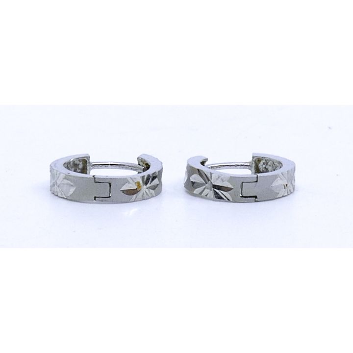 Pair 18k White Gold Hoop Earrings 13mm - 1.8 Grams TW