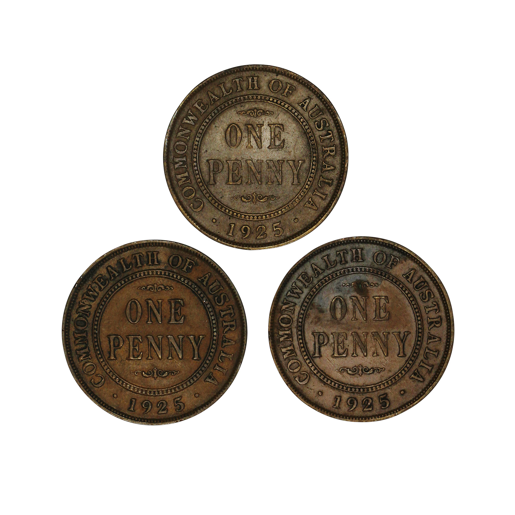 Group, George V, One Penny, 1925, gF-VF