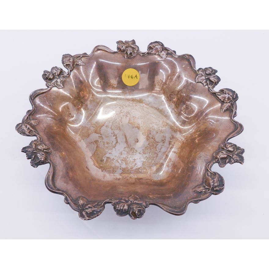 International Sterling Rose Border Bowl- 8" diameter- 215g