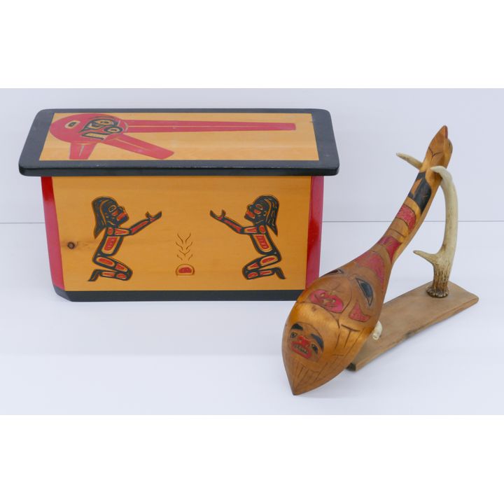 2pc Northwest Coast Cedar Box and Ladle