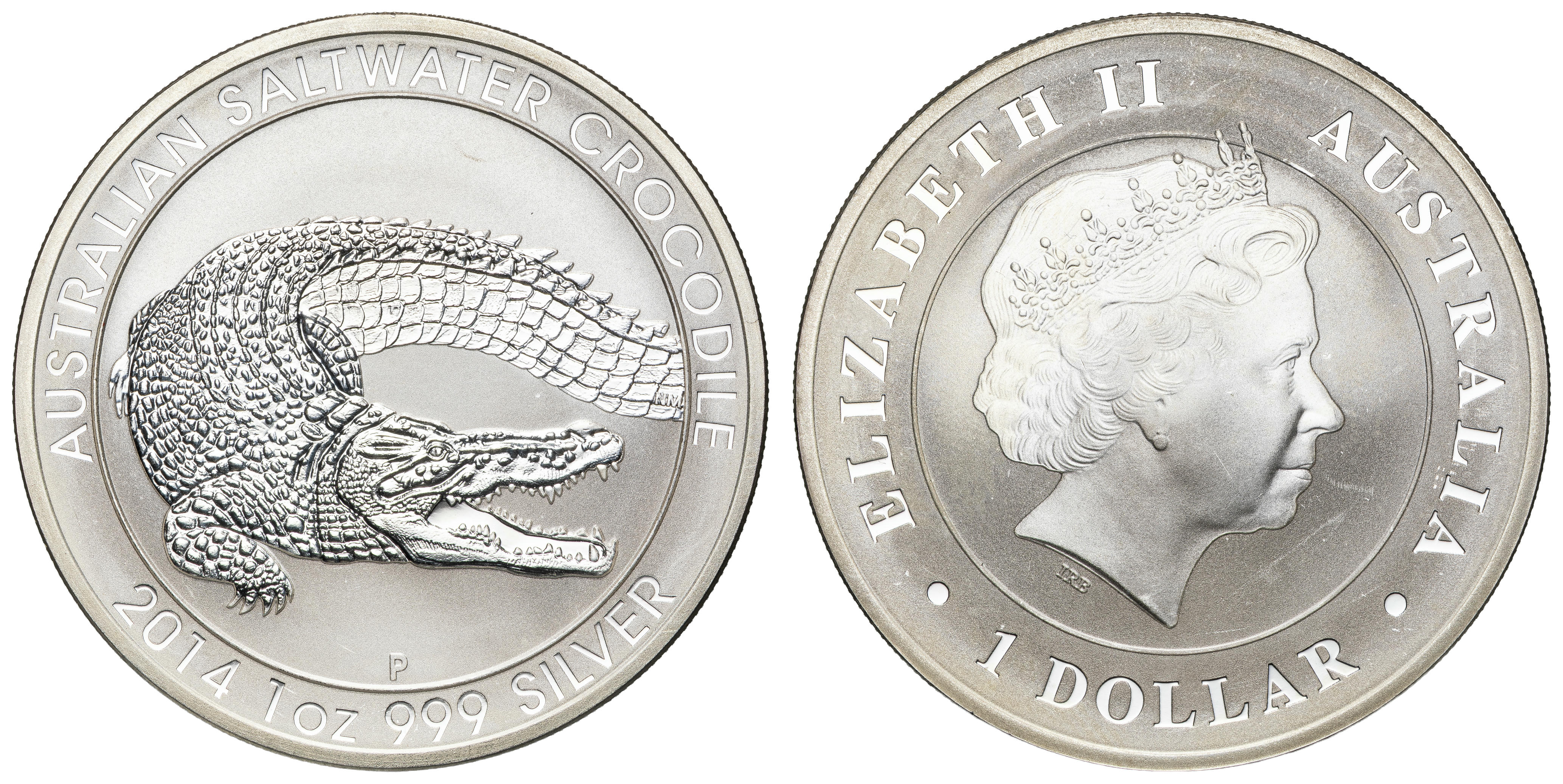 46 · Elizabeth II, RAM - Australian Saltwater Crocodile Series, Graham, One Dollar, 2014,  UNC