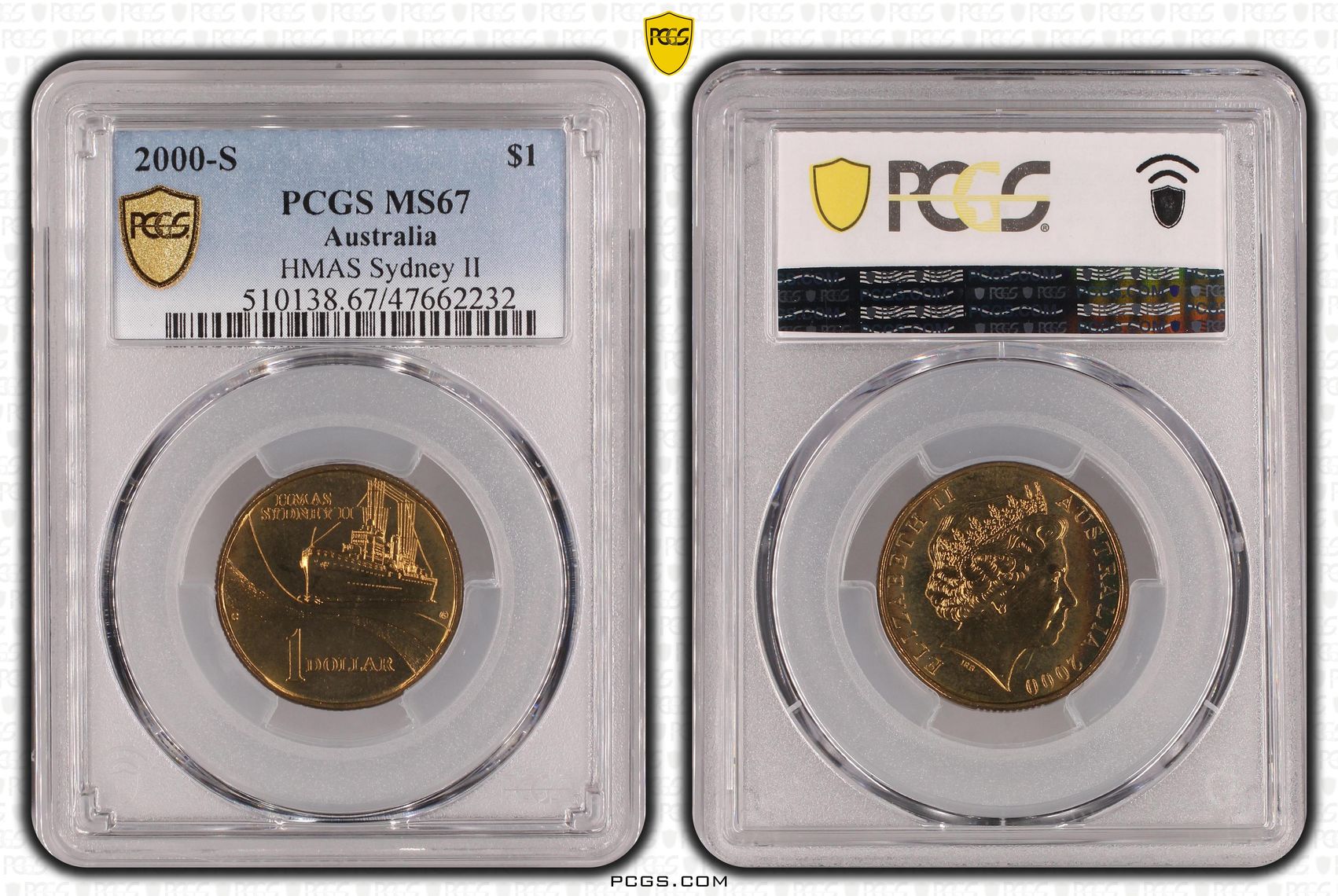 HMAS Sydney II, One Dollar, 2000-C, PCGS MS67