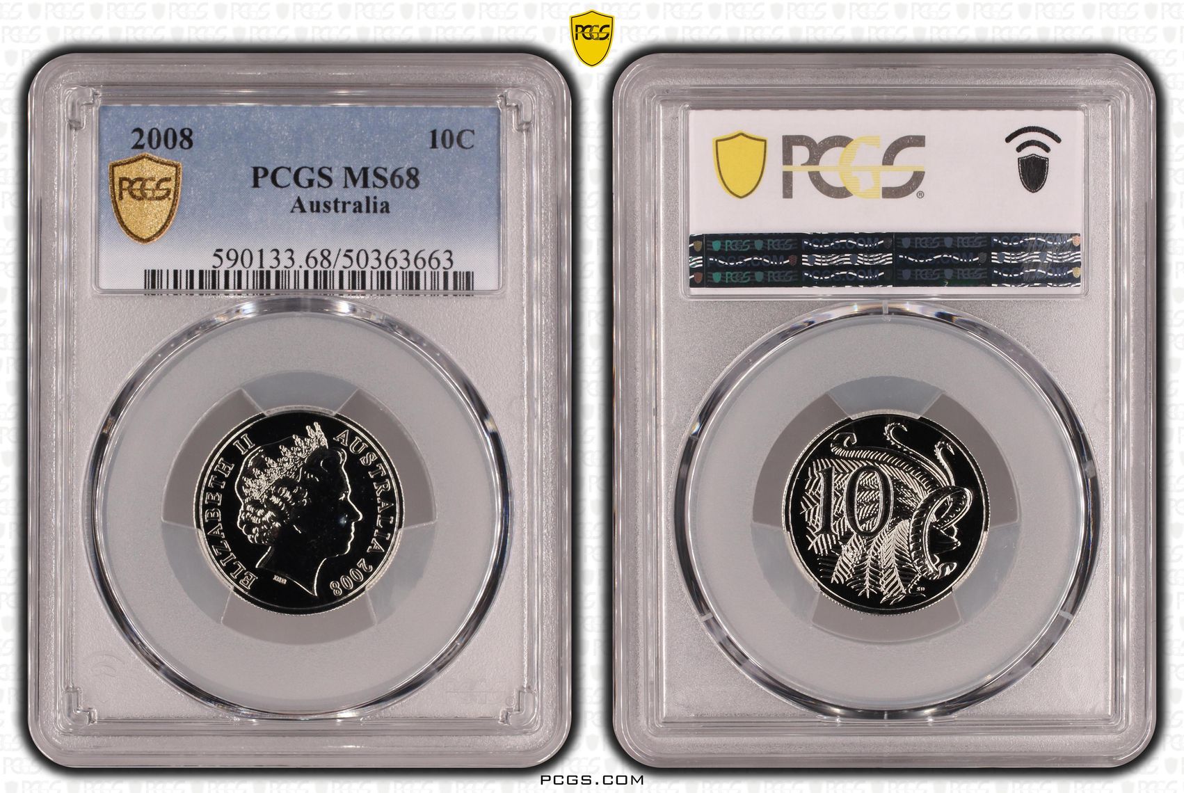 Ten Cent, 2008, PCGS MS68