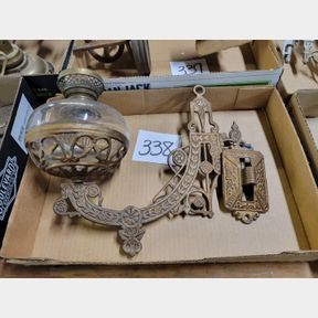 Antique ornate Cast Iron oil lamp wall bracket