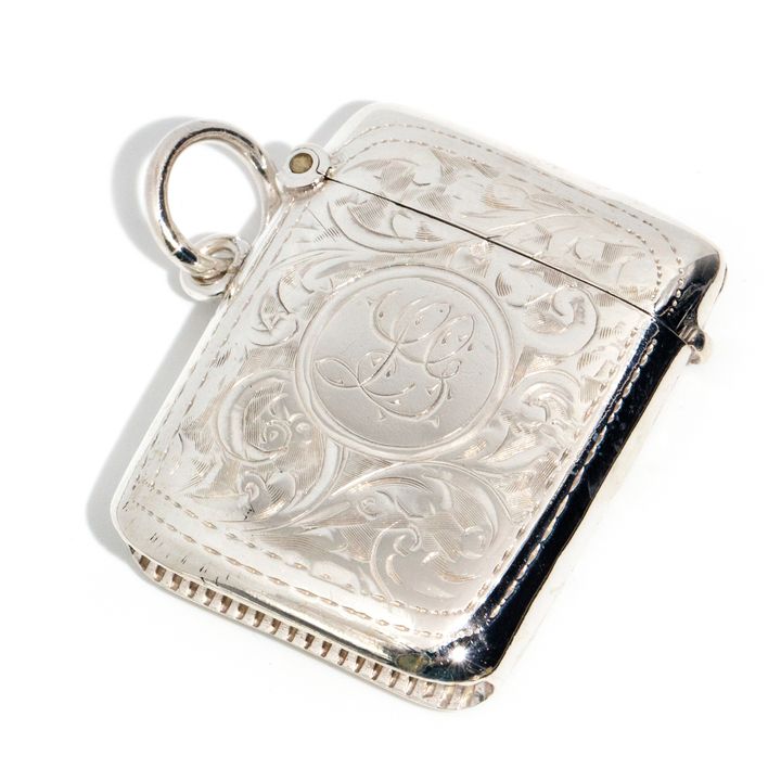Antique Sterling Silver Match Case,