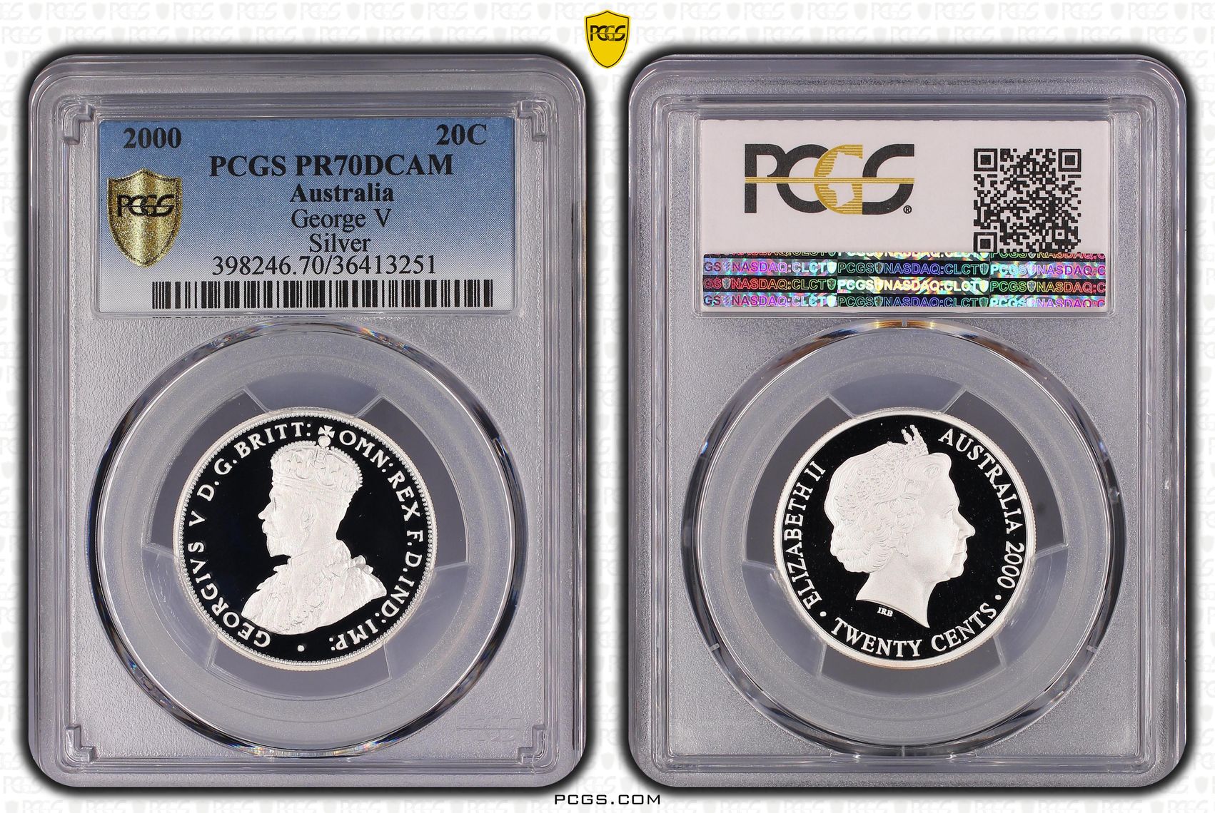 209 · 2000 Australia Twenty Cent, 20c Proof George V Silver PCGS - PR70DCAM POP 29/0 -251