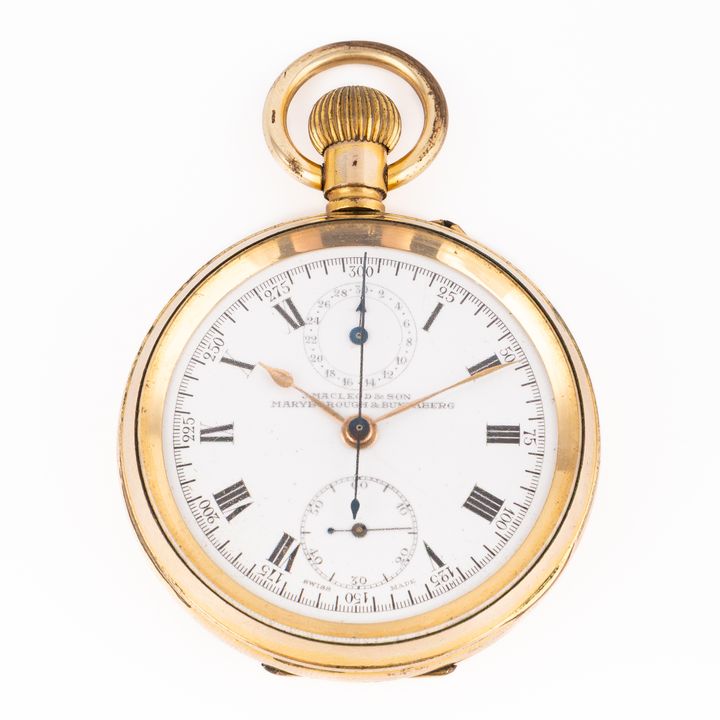 Switzerland, Chronograph Pocket Watch Gold Plated, C. early 1900s, EF