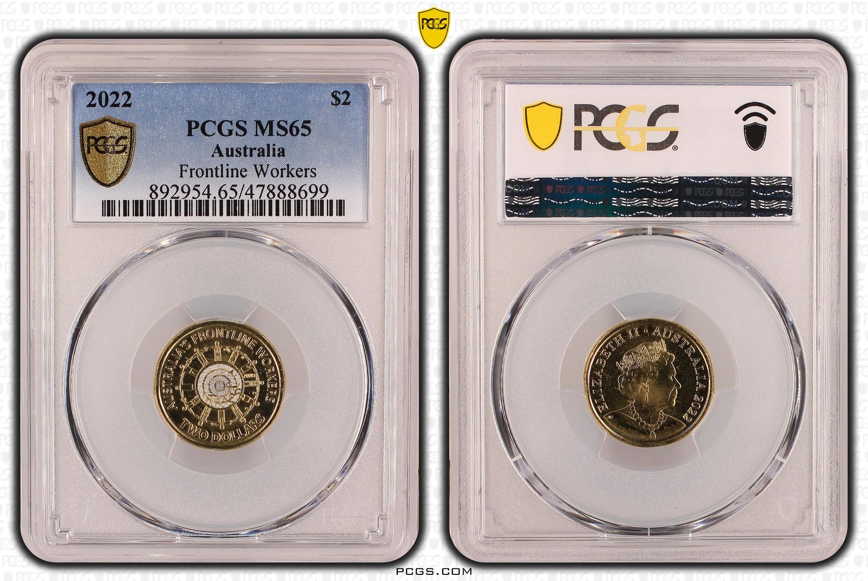Frontline Workers Colorized , Two Dollar, 2022, PCGS MS65