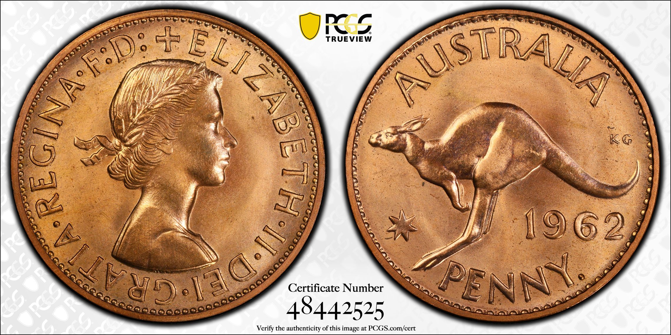 Elizabeth II, One Penny, 1962, PCGS PR65RD