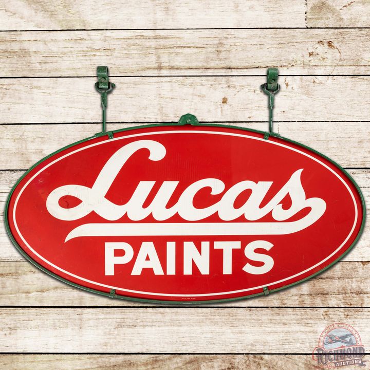Lucas Paints 5' DS Tin Advertising Sign w/ Ring & Hangers