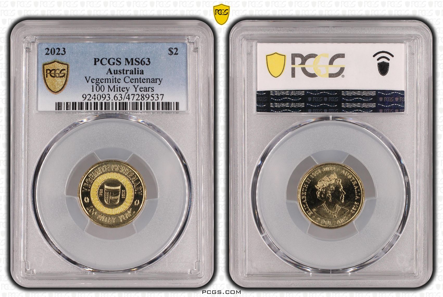 Vegemite Centenary, Two Dollar, 2023, PCGS MS 63