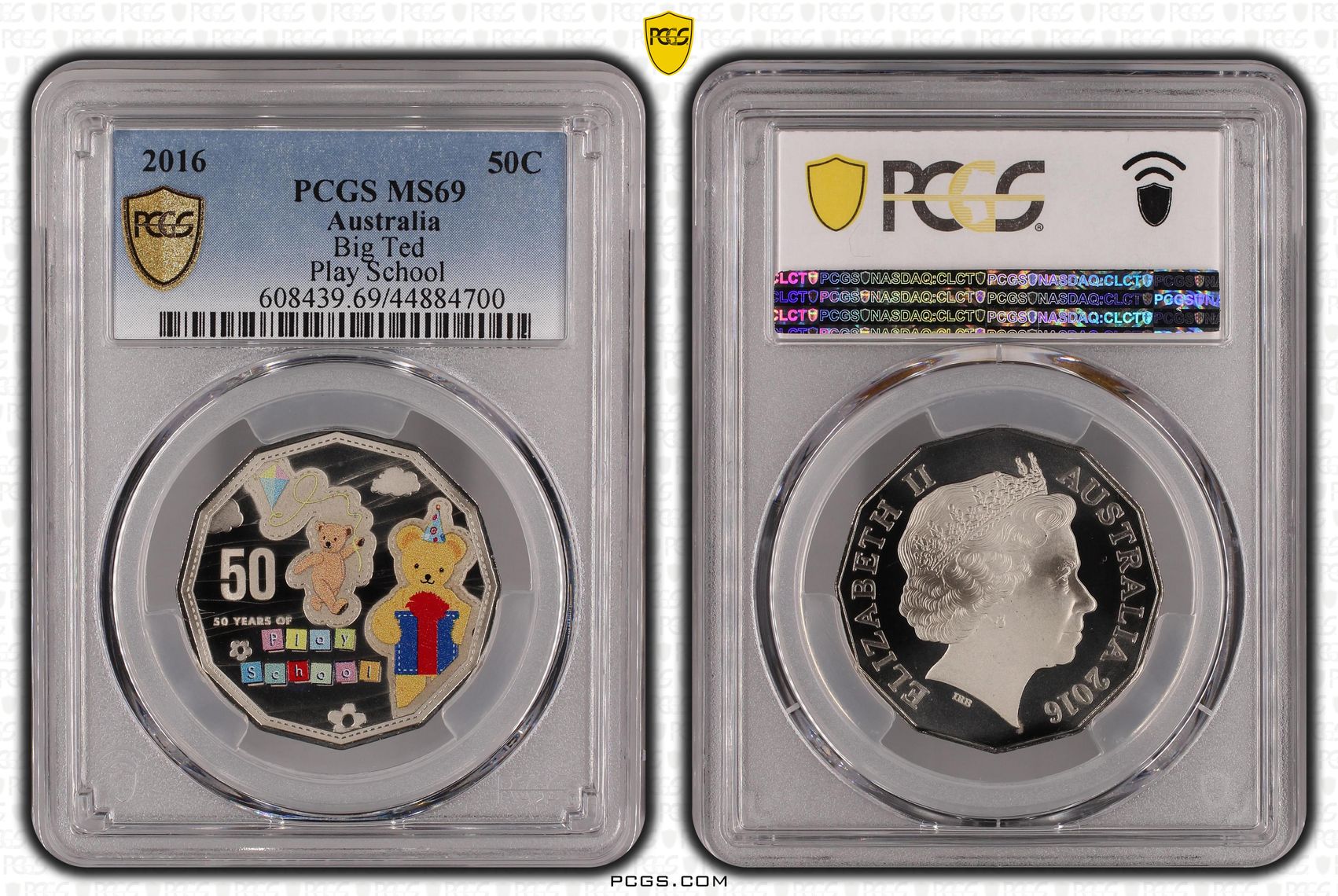 Big Ted Play School Colorized, Fifty Cent, 2016, PCGS MS69