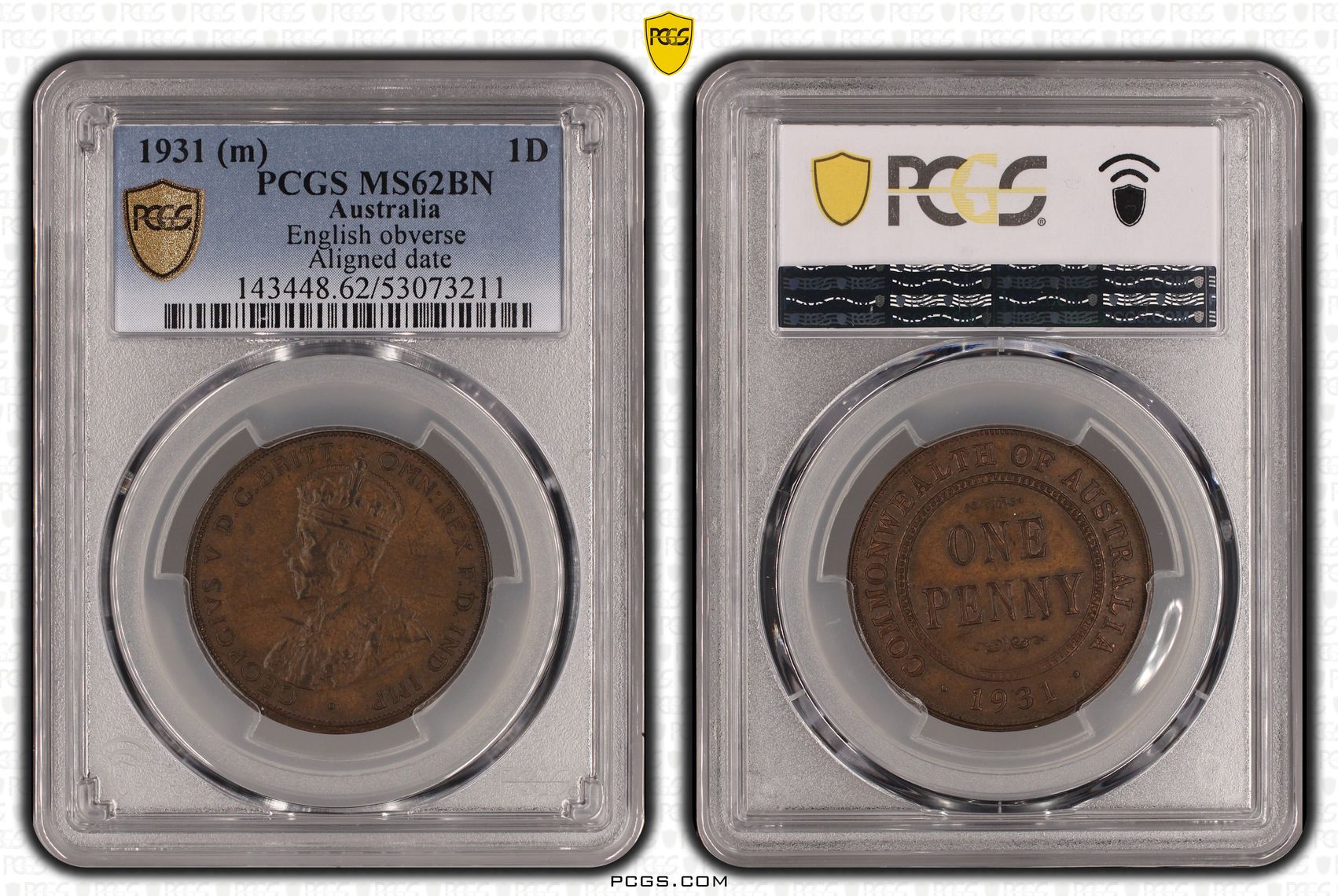George V, Penny, 1931, PCGS MS62BN