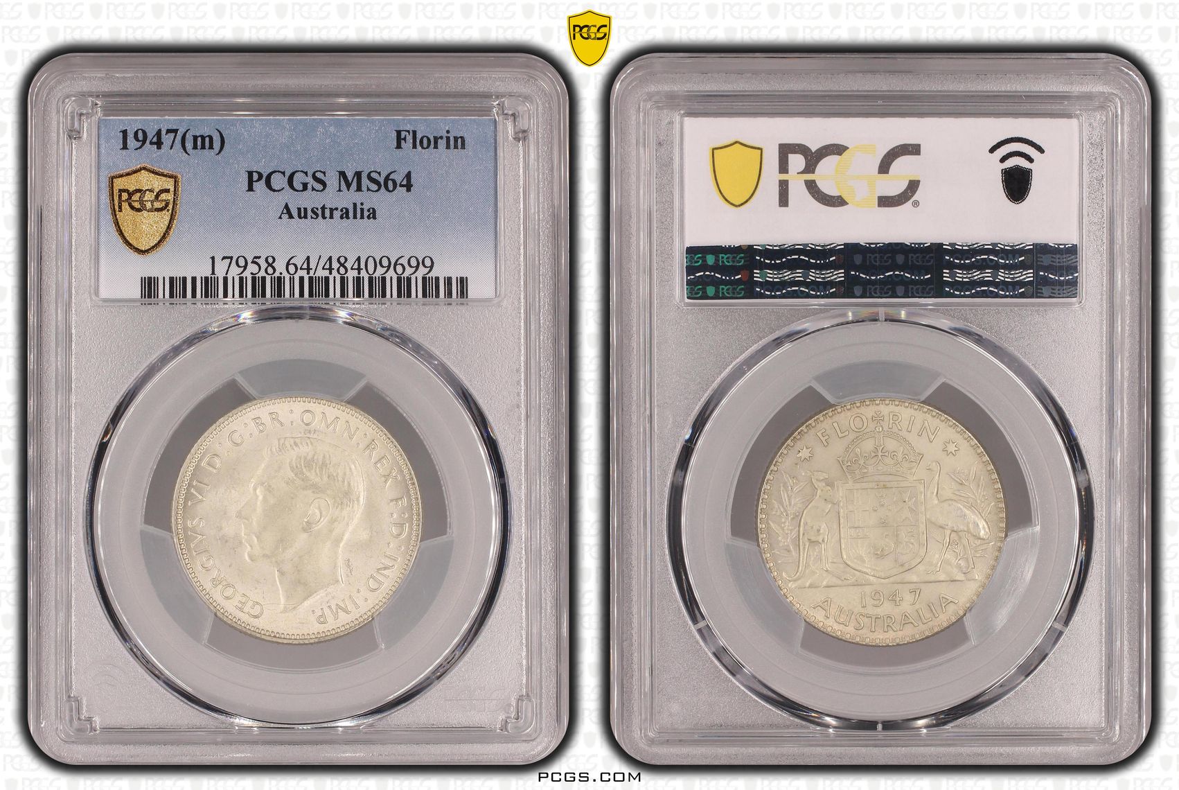 George VI, Florin, 1947(m), PCGS MS64