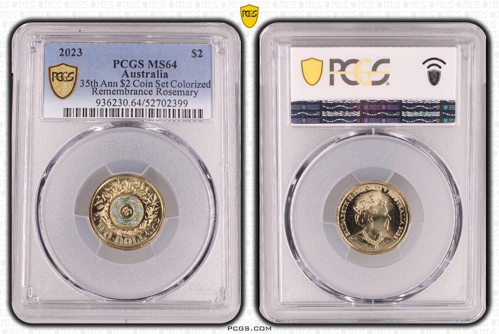35th Ann $2 Coin Set Colorized Remembrance Rosemary, Two Dollar, 2023, PCGS MS64
