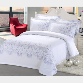 HAZLO 3 PIECE DUVET COVER SET 100% COTTON - WHITE PATTERN - SINGLE