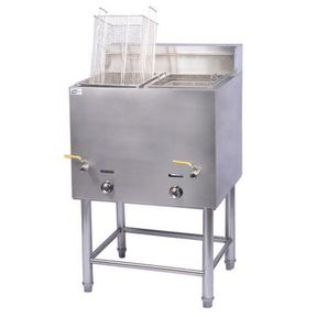 Aloma Double Gas Deep Fryer 14L 14L Silver Commercial Deep Fryer|ONE LEG MISSING-NOT TESTED
