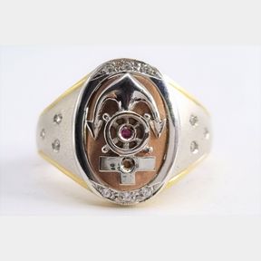 DESIGNER WHITE & YELLOW GOLD GENTS RING - 51620/094