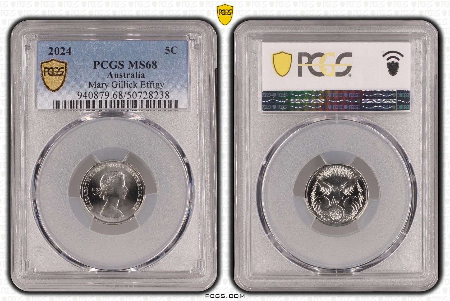 Mary Gillick Effigy , Five Cent, 2024, PCGS MS68