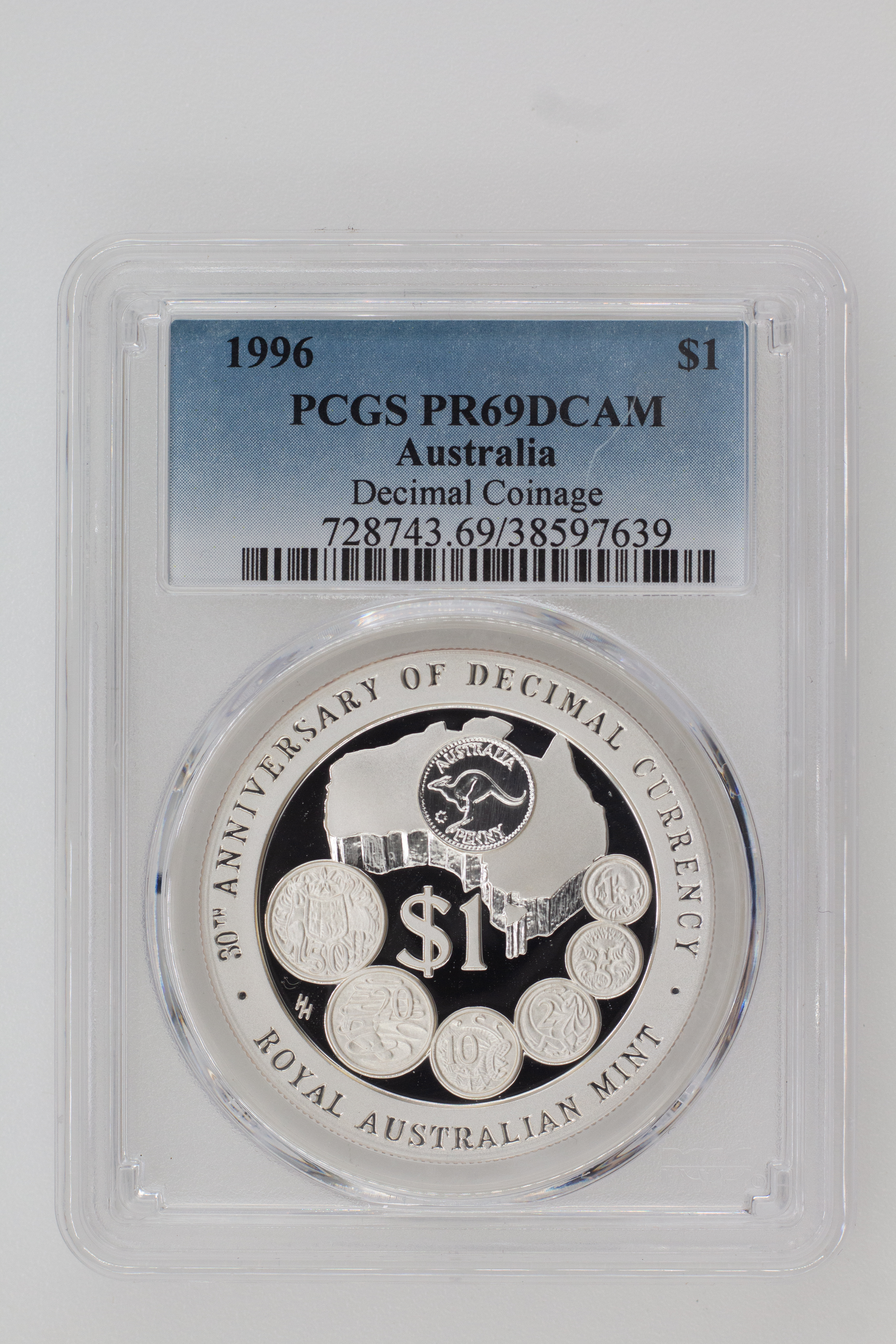 1996 Australia One Dollar, $1 Silver Decimal Coinage PCGS - PR69DCAM -639